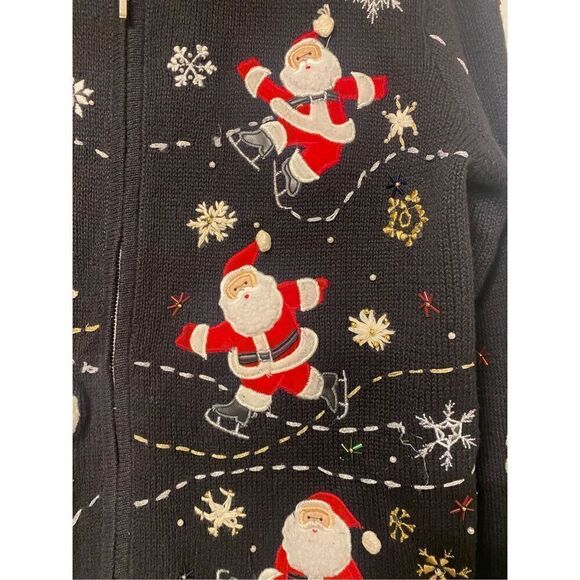 Vintage Christmas Santa Claus Zip Cardigan Size P/P Designers Originals 1980’s - Picture 5 of 6